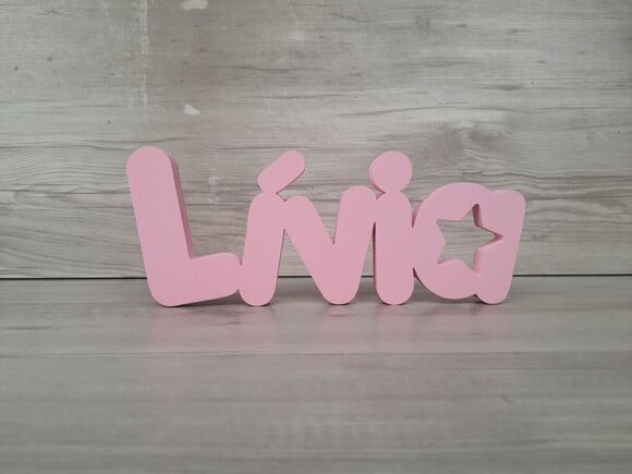 Nome de Mesa em mdf - Mod Pk Vazado Estrela - Lívia 10 cm