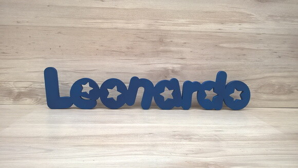 Nome de mesa em MDF - Mod PK Vazado Estrela - Leonardo 10 cm