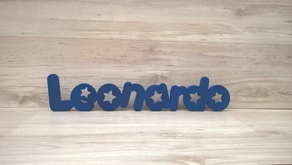 Nome de mesa em MDF - Mod PK Vazado Estrela - Leonardo 10 cm