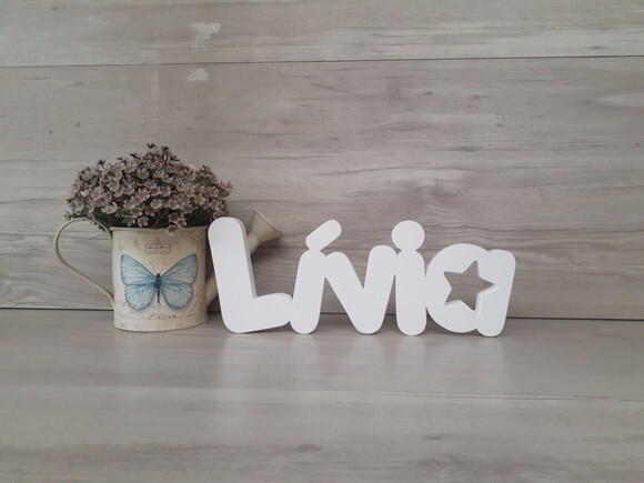 Nome de Mesa em mdf - Mod Pk Vazado Estrela - Lívia 10 cm