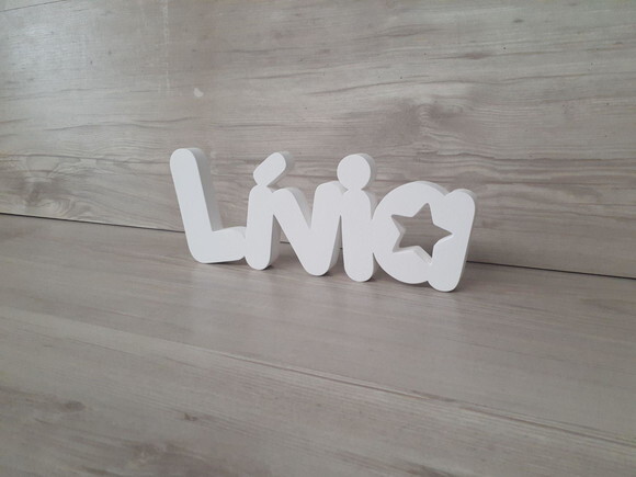 Nome de Mesa em mdf - Mod Pk Vazado Estrela - Lívia 10 cm