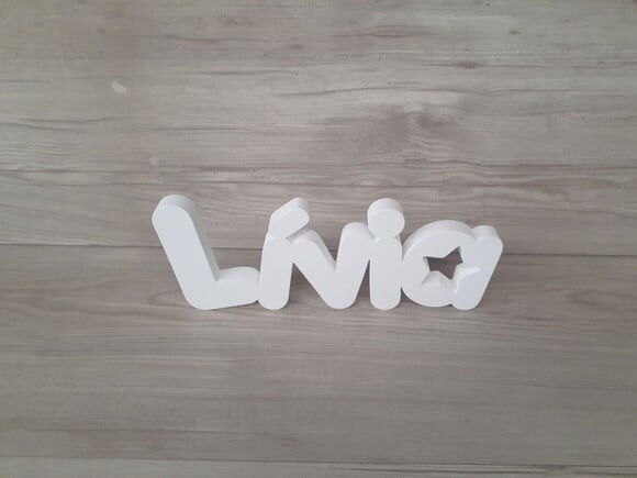 Nome de Mesa em mdf - Mod Pk Vazado Estrela - Lívia 10 cm