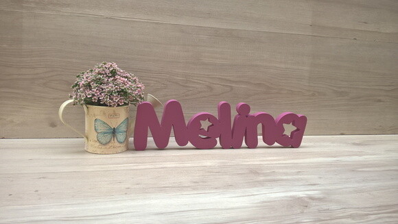 Nome de mesa em MDF - Mod PK Vazado Estrela - Melina 10 cm
