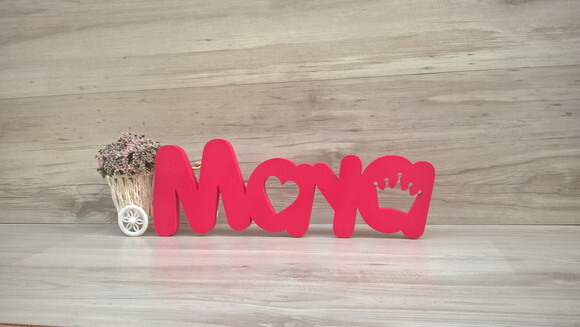 Nome de mesa em MDF - Mod PK Vazado Misto - Maya 10 cm