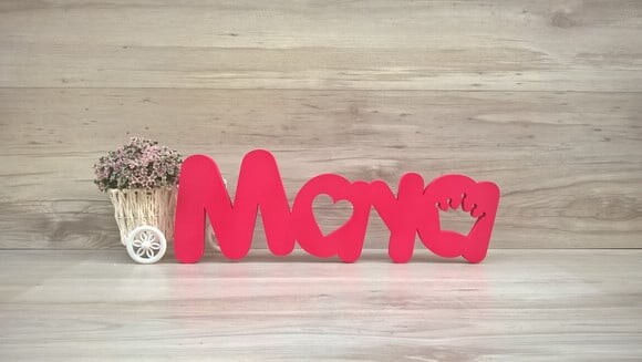 Nome de mesa em MDF - Mod PK Vazado Misto - Maya 10 cm
