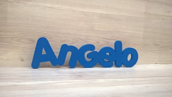 Nome de Mesa em mdf - Mod Pk Vazado Padrão - Angelo 13 cm