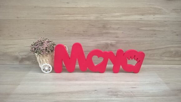 Nome de mesa em MDF - Mod PK Vazado Misto - Maya 10 cm