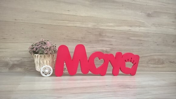Nome de mesa em MDF - Mod PK Vazado Misto - Maya 10 cm