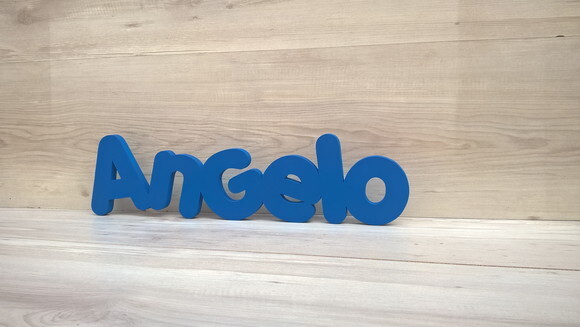 Nome de Mesa em mdf - Mod Pk Vazado Padrão - Angelo 13 cm