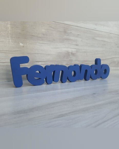 Nome de Mesa em mdf - Mod Pk Vazado Padrão - Fernando 10 cm