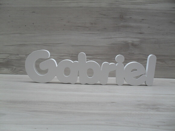 Nome de mesa em MDF - Mod PK Vazado Padrão - Gabriel 10 cm