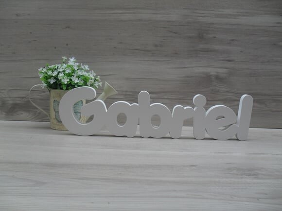 Nome de mesa em MDF - Mod PK Vazado Padrão - Gabriel 10 cm