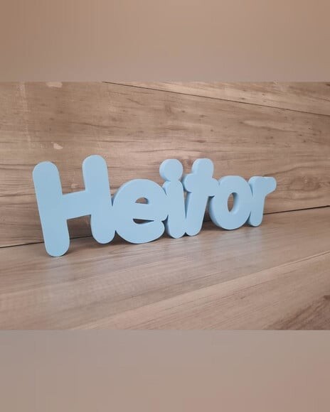 Nome de Mesa em mdf - Mod Pk Vazado Padrão - Heitor 13 cm