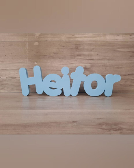 Nome de Mesa em mdf - Mod Pk Vazado Padrão - Heitor 13 cm