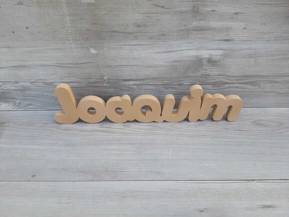 Nome de Mesa em mdf - Mod Pk Vazado Padrão - Joaquim 10 cm