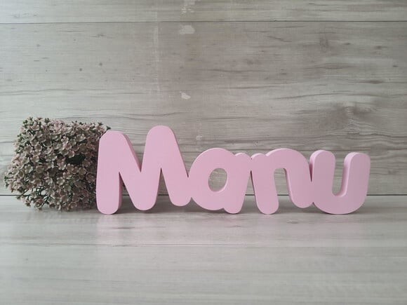Nome de Mesa em mdf - Mod Pk Vazado Padrão - Manu 10 cm