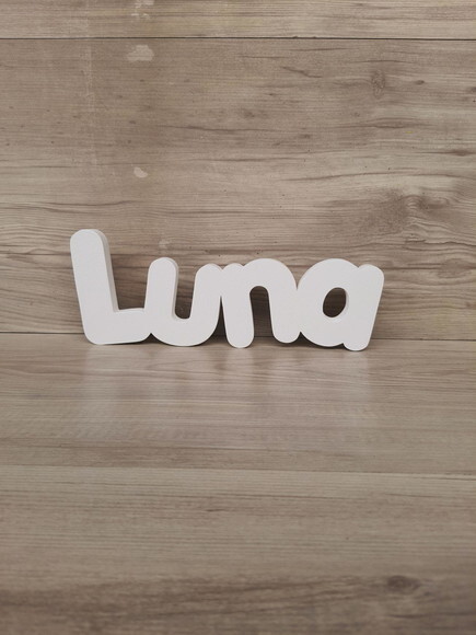 Nome de Mesa em mdf - Mod Pk Vazado Padrão - Luna 10 cm