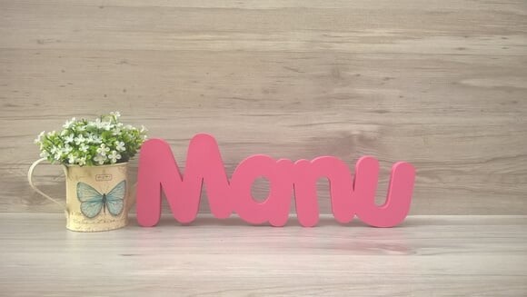Nome de Mesa em mdf - Mod Pk Vazado Padrão - Manu 10 cm