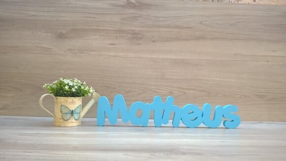Nome de mesa em MDF - Mod PK Vazado Padrão - Matheus 10 cm