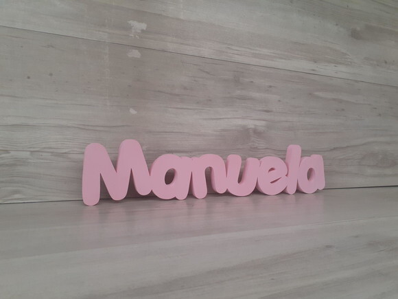 Nome de Mesa em mdf - Mod Pk Vazado Padrão - Manuela 10cm