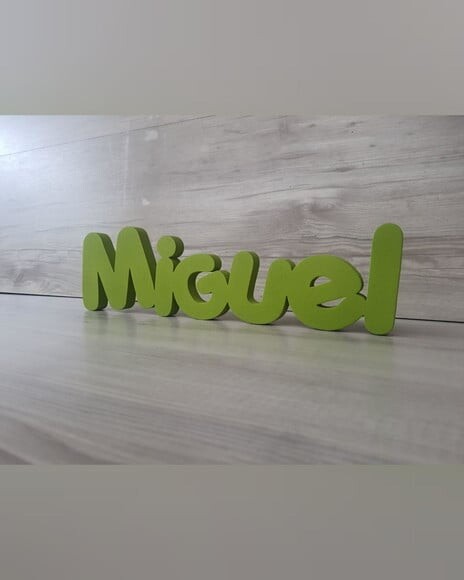 Nome de Mesa em mdf - Mod Pk Vazado Padrão - Miguel 10 cm