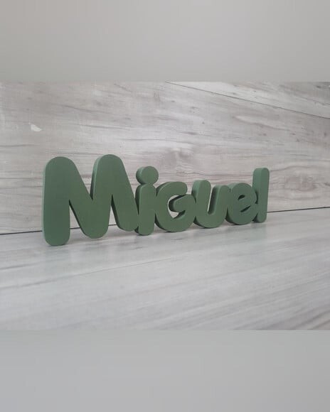 Nome de Mesa em mdf - Mod Pk Vazado Padrão - Miguel 10 cm