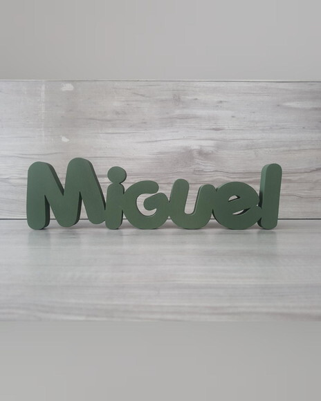 Nome de Mesa em mdf - Mod Pk Vazado Padrão - Miguel 10 cm