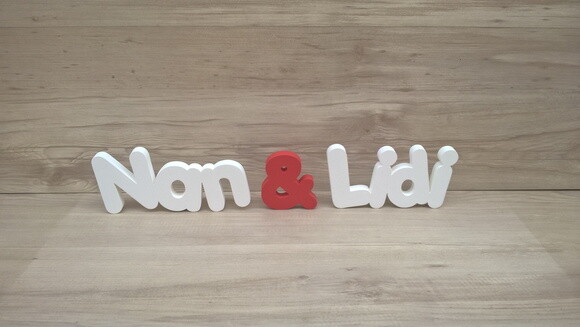 Nome de mesa em MDF - Mod PK Vazado Padrão - Nan & Lidi 10cm