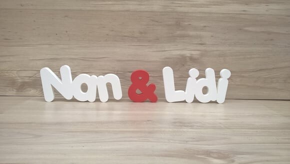 Nome de mesa em MDF - Mod PK Vazado Padrão - Nan & Lidi 10cm