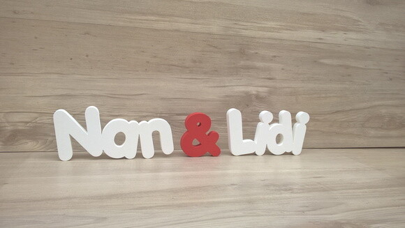 Nome de mesa em MDF - Mod PK Vazado Padrão - Nan & Lidi 10cm