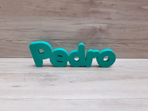 Nome de Mesa em mdf - Mod Pk Vazado Padrão - Pedro - 13 cm