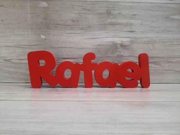 Nome de Mesa em mdf - Mod Pk Vazado Padrão - Rafael 10 cm