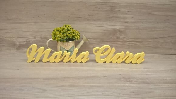Nome de mesa em MDF - Modelo Clássico - Maria Clara 10 cm