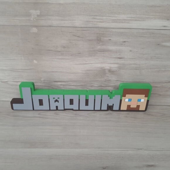 Nome de Mesa em mdf - Tema Minecraft - Miguel - 10 cm