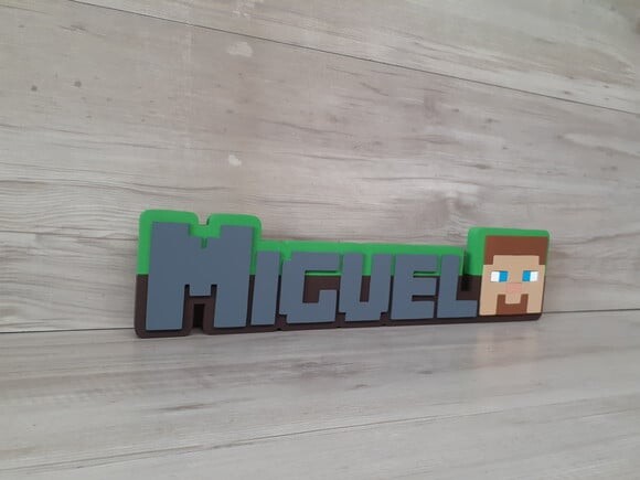 Nome de Mesa em mdf - Tema Minecraft - Miguel - 10 cm
