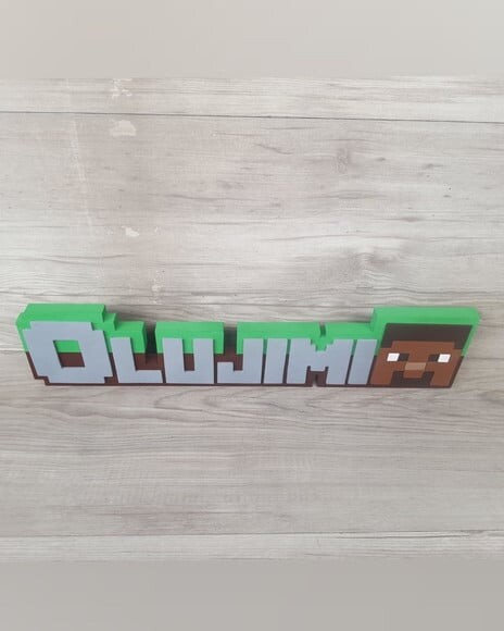 Nome de Mesa em mdf - Tema Minecraft - Olujimi - 10 cm