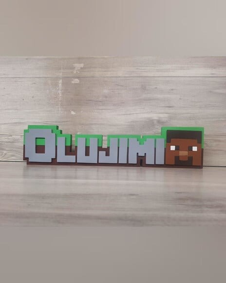 Nome de Mesa em mdf - Tema Minecraft - Olujimi - 10 cm