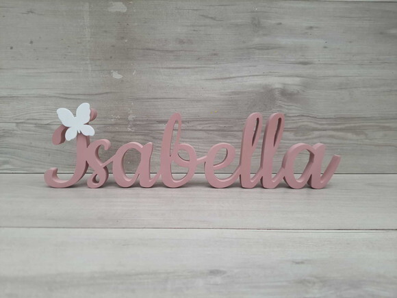 Nome de Mesa em mdf com Aplique Borboleta - Isabella - 10 cm