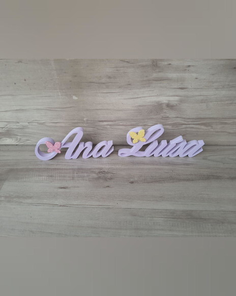 Nome de Mesa em mdf com Aplique Borboleta- Ana Luísa - 10 cm