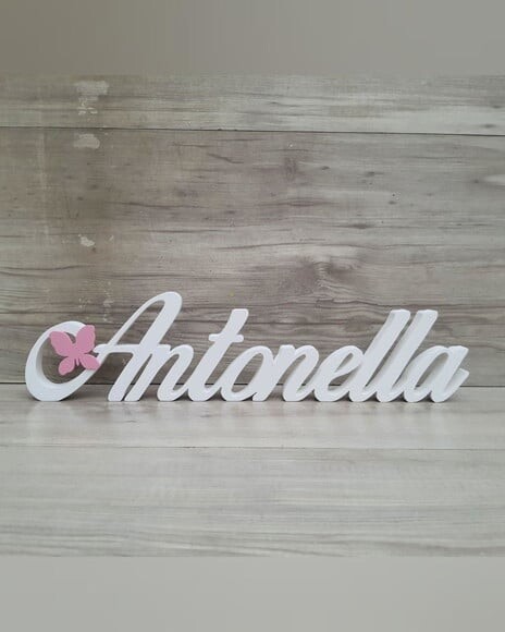 Nome de Mesa em mdf com Aplique Borboleta- Antonella - 10 cm