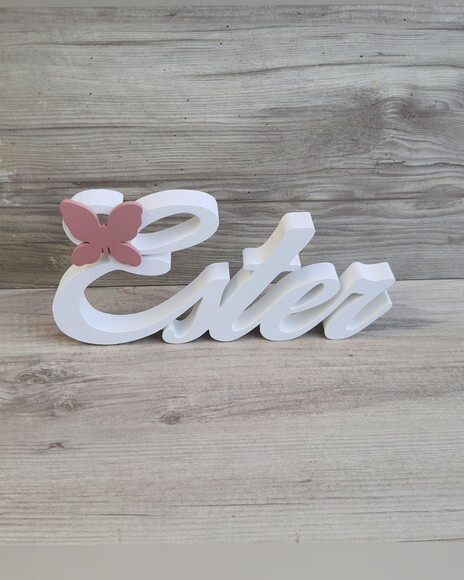 Nome de Mesa em mdf com Aplique Borboleta- Ester - 10 cm