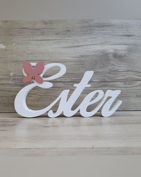 Nome de Mesa em mdf com Aplique Borboleta- Ester - 10 cm