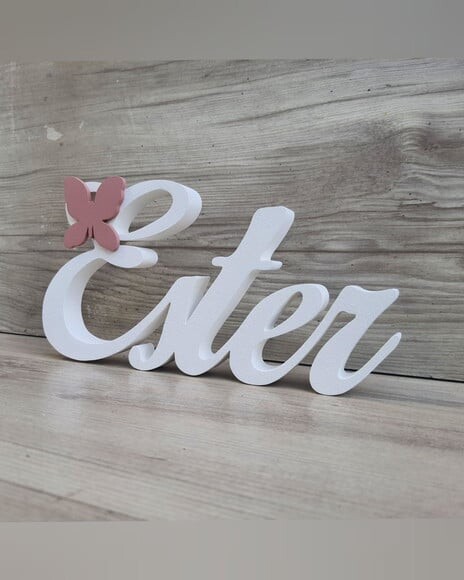 Nome de Mesa em mdf com Aplique Borboleta- Ester - 10 cm