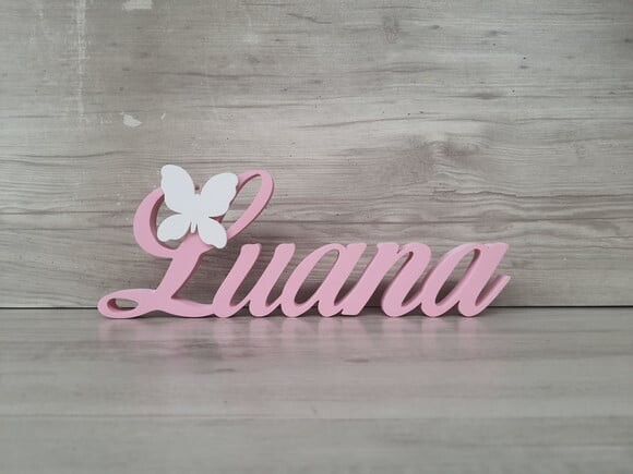 Nome de Mesa em mdf com Aplique Borboleta- Luana - 10 cm