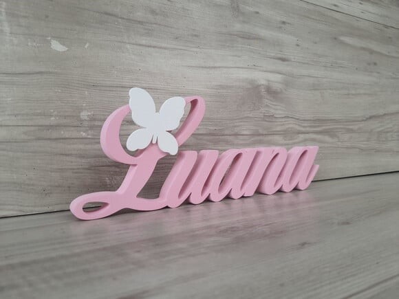 Nome de Mesa em mdf com Aplique Borboleta- Luana - 10 cm