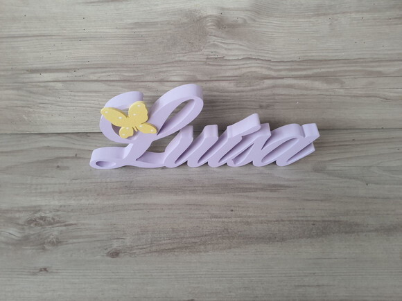 Nome de Mesa em mdf com Aplique Borboleta- Luísa - 10 cm
