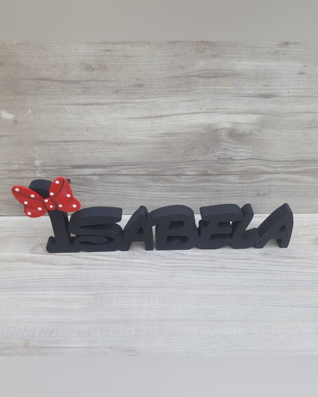 Nome de Mesa em mdf Disney Minnie - Isabela - 10 cm