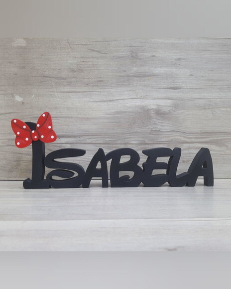 Nome de Mesa em mdf Disney Minnie - Isabela - 10 cm