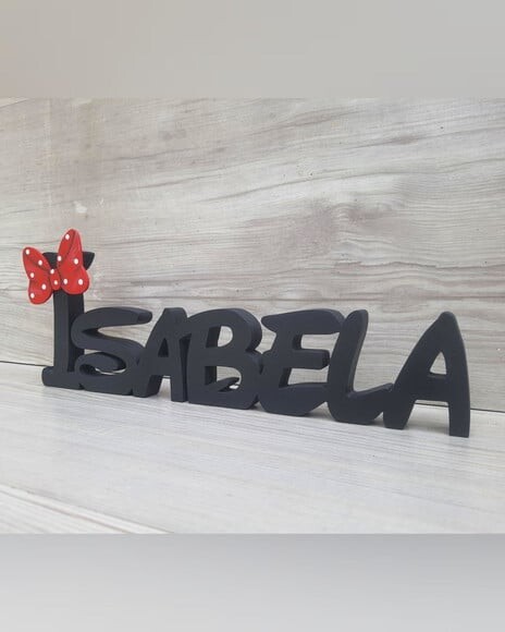 Nome de Mesa em mdf Disney Minnie - Isabela - 10 cm