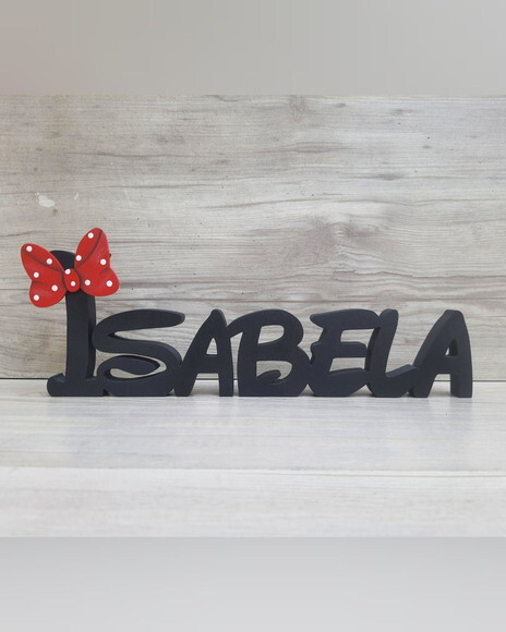 Nome de Mesa em mdf Disney Minnie - Isabela - 10 cm